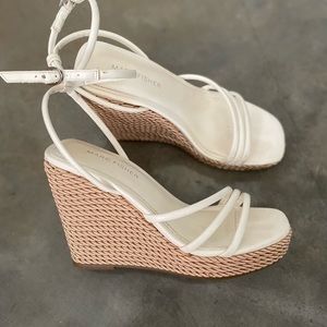 White strappy wedges